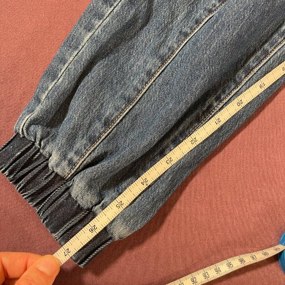 American Eagle Tie Belt Blue Jeans Elastic waist and on Bottom Of Legs - Size XS - Picture 5 of 8